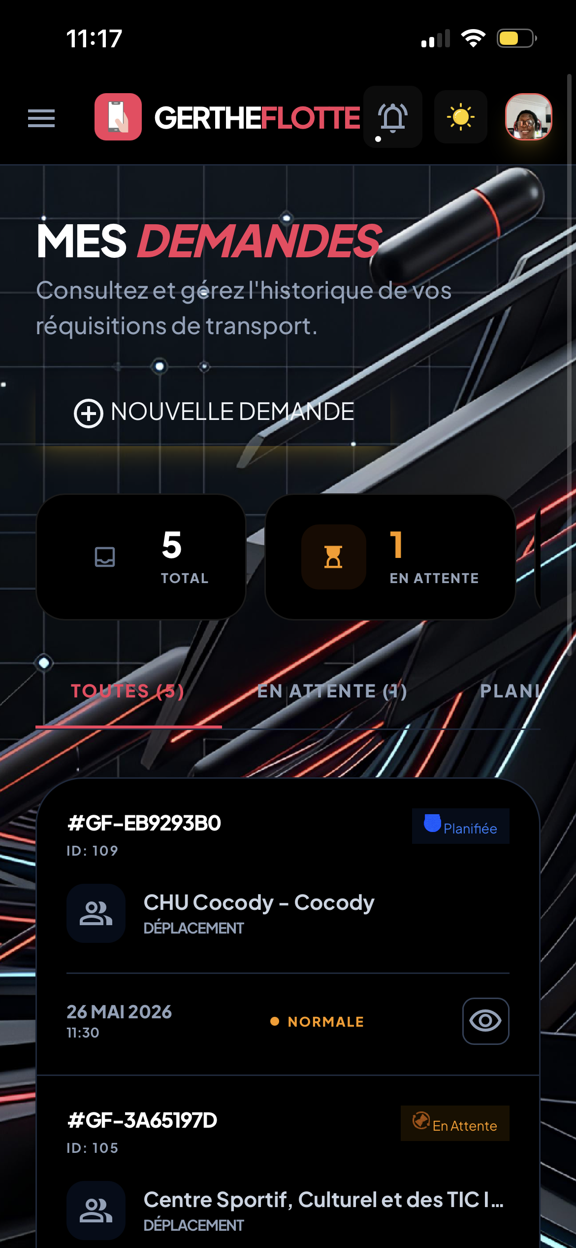 Ecran Client - Demande