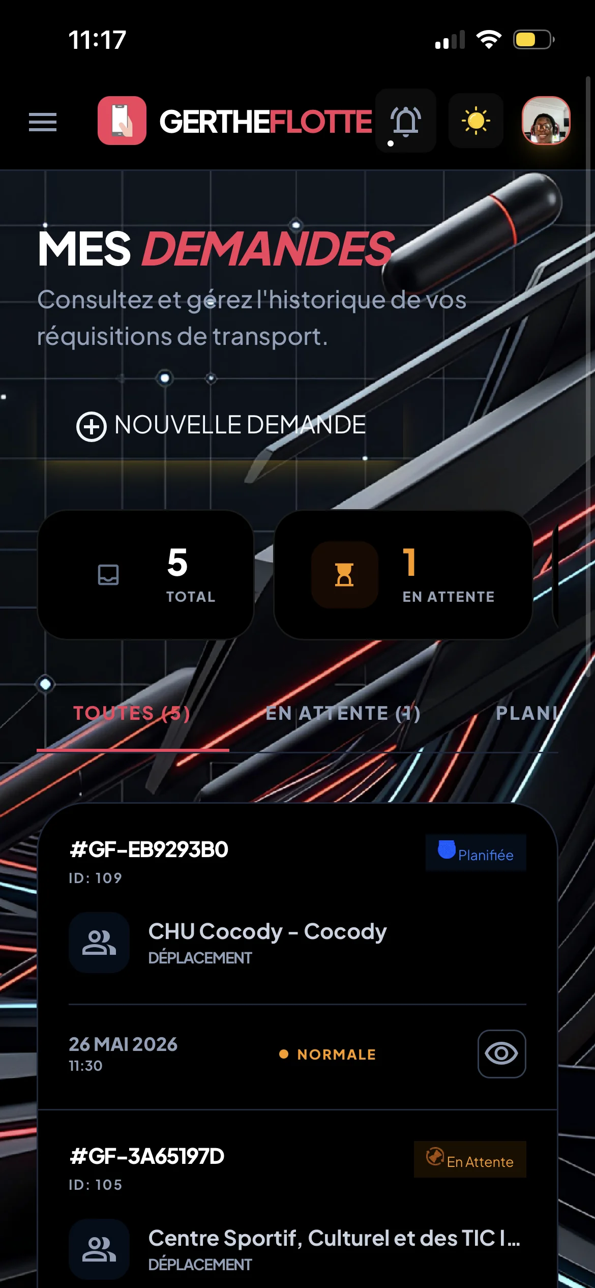 Ecran Client - Demande