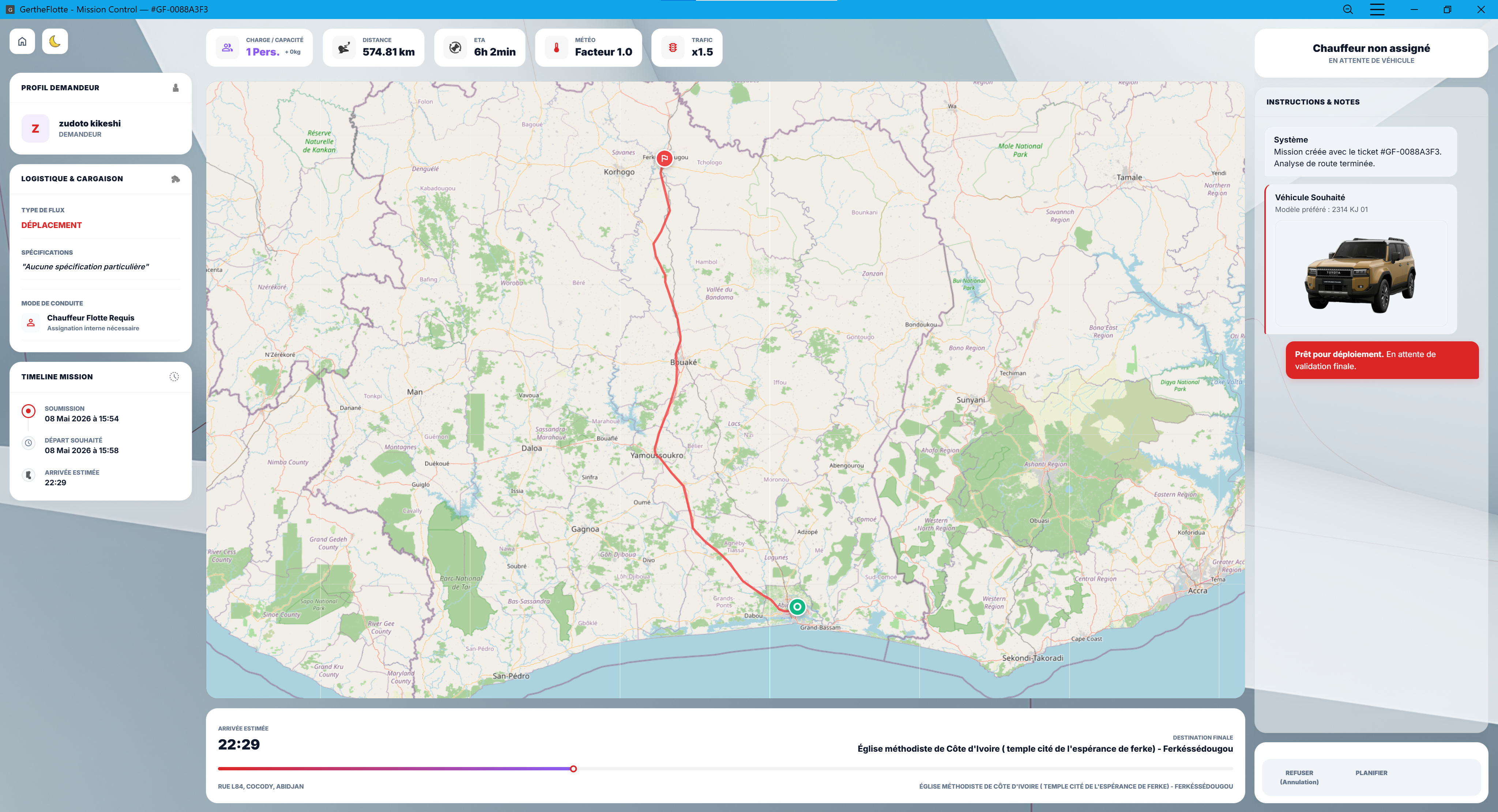Planificateur de demandes logistiques